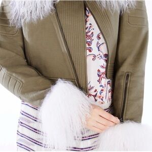 BCBGMAXAZRIA Runway Moto Jacket w/ Real Fur Collar & Cuffs XS